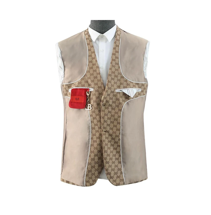 Elie Balleh Men's Slim Fit Logo Brocade Formal Blazer