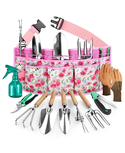 Xdovet Garden Tool Set Organizer Belt 10-Piece Rust-Proof Kit Gift
