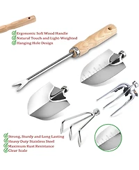 Xdovet Garden Tool Set Heavy Duty Stainless Steel Wood Handle Organizer Bag