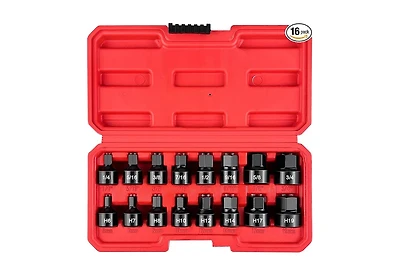 Xdovet Impact Hex Driver Socket Set 16pieces Stubby 3/8inch Drive Sae/Metric Cr-v