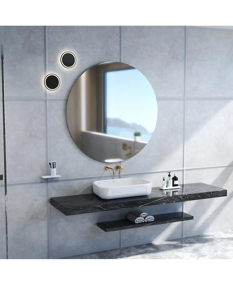 Laoties 28" Round Bathroom Vanity Mirror, Wall Mirror for Bedroom, Entryway and Living Room