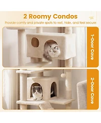 Gymax 52'' Tall Cat Tree Tower Condos Plush Padded Perch Sisal Scratching Posts
