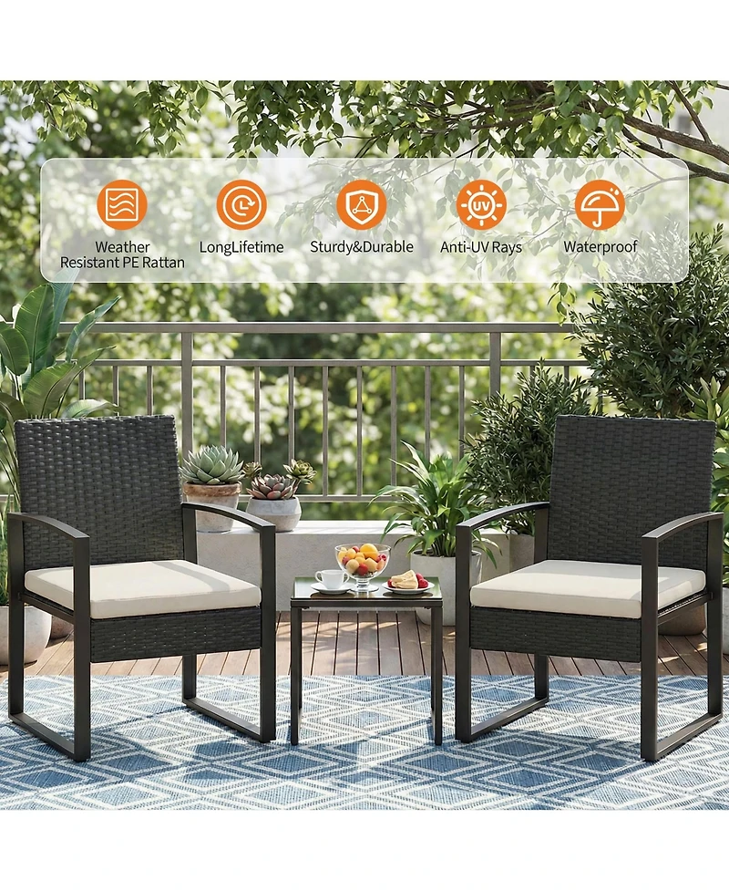 gaomon Adults Piece Patio Bistro Set, Iron Wicker Outdoor Seating.