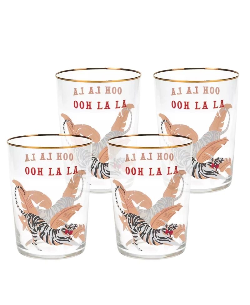 Yvonne Ellen Tiger Hi Ball Glasses, Set of 4