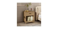 Lucky One Wood Nightstand with Drawer and Shelf
