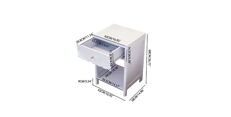 Lucky One Nightstand with Drawer and Shelf