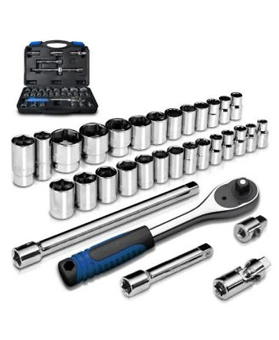 Xdovet 1/2inch Drive Metric Socket Set 32pieces Ratchet Wrench