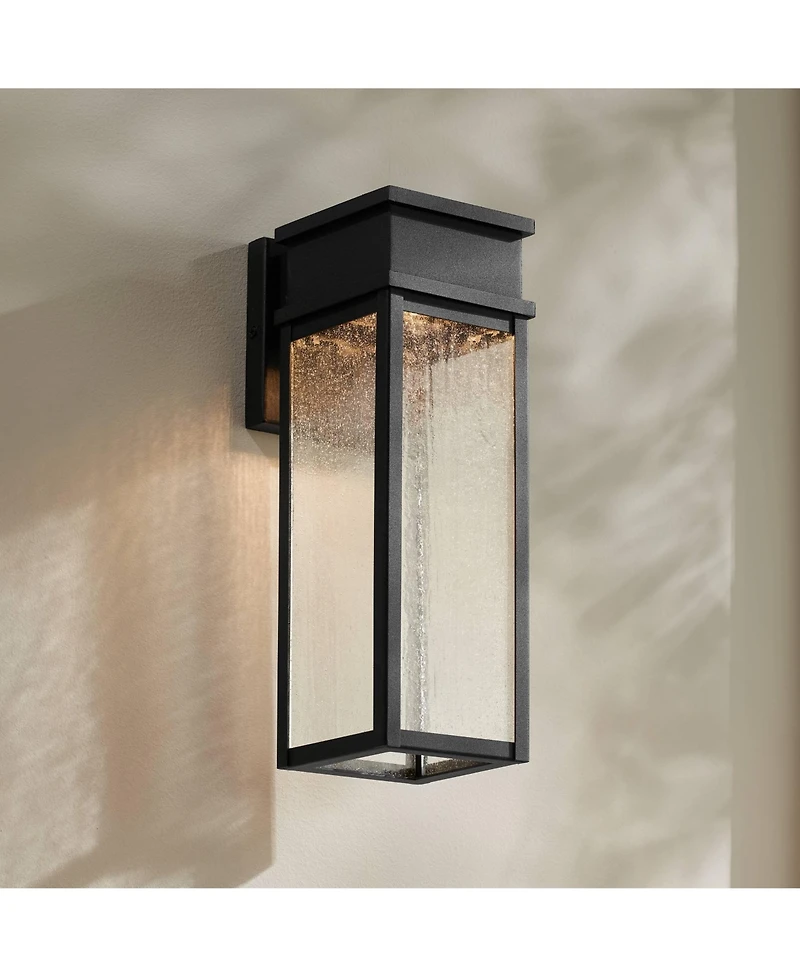 John Timberland Sintef 14 High Modern Outdoor Wall Light Fixture Mount Porch House Led Bulb Sand Finish Glass Shade
