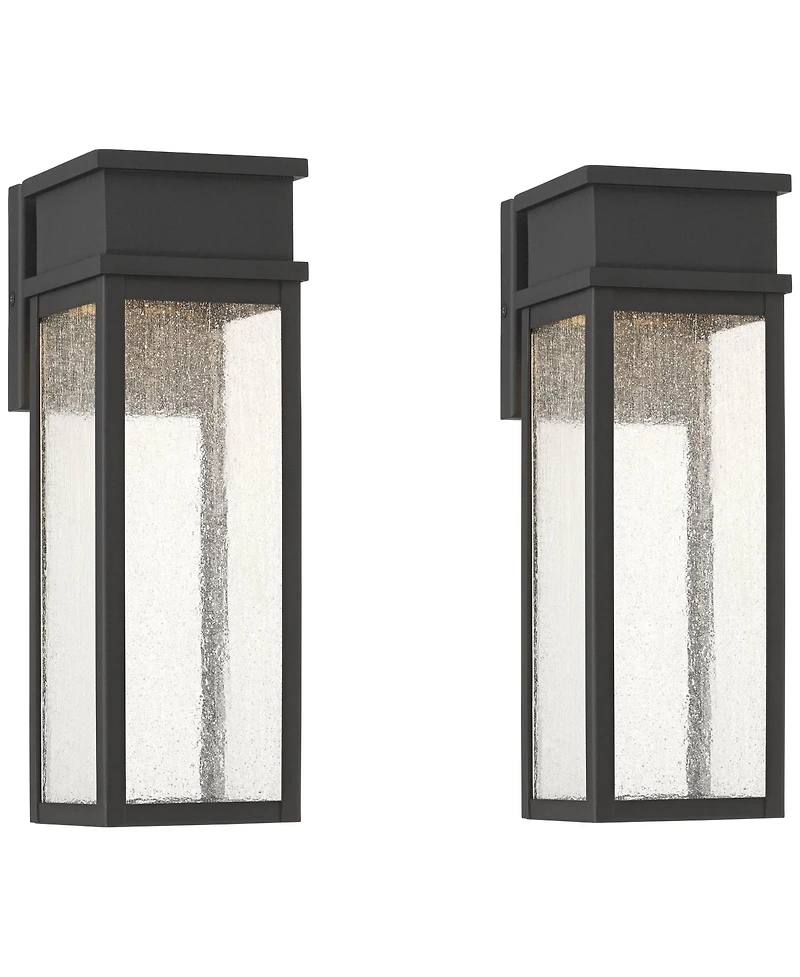John Timberland Sintef 14 1/4inch High Modern Outdoor Wall Light Fixture Mount Porch House Set of 2 Led Bulb Sand Finish