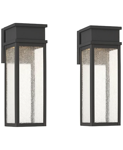 John Timberland Sintef 14 1/4inch High Modern Outdoor Wall Light Fixture Mount Porch House Set of 2 Led Bulb Sand Finish