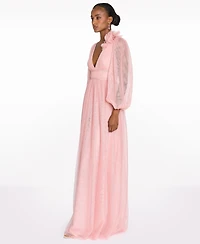 Marchesa Notte Women's Tulle Flower A-Line Gown