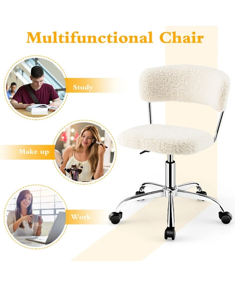 Gouun Sherpa Office Chair Adjustable Swivel Vanity Desk Chair Padded