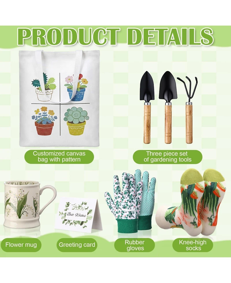 Xdovet Gardening Gift Set for Women with Tote Bag Mug Socks Tools Gloves