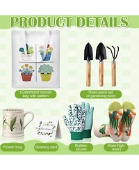 Xdovet Gardening Gift Set for Women with Tote Bag Mug Socks Tools Gloves