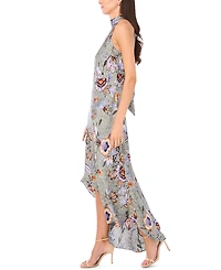 CeCe Women's Draped Satin Tie-Back Halter Midi Dress