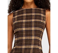 Alex & Sophia Juniors' Plaid Crewneck Tie-Back Mini Dress