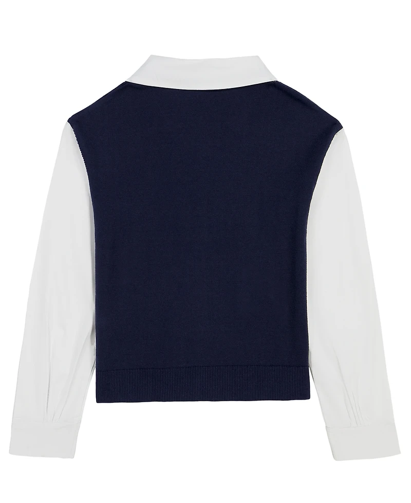 Nautica Girls' 7-16 Long-Sleeve Collared Neck Pull-On Shirt