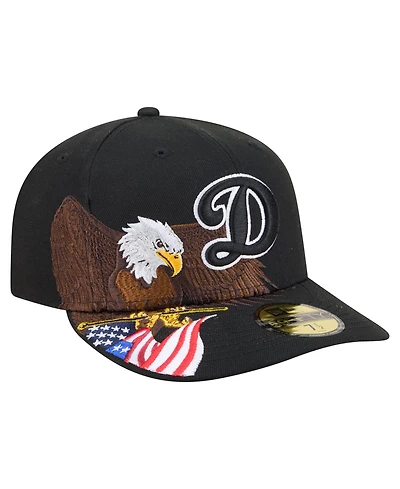 New Era Men's Black Los Angeles Dodgers Americana Bald Eagle Pre-Curved 59FIFTY Fitted Hat