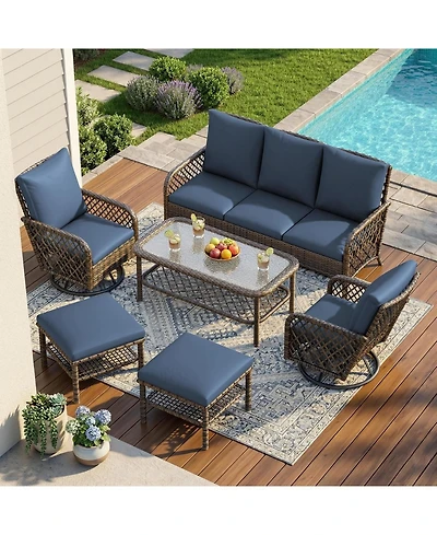 Aecojoy Patio Furniture Set Seats 7 Outdoor Sectional Sofa Couch
