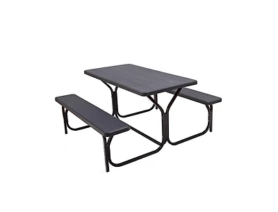 Clihome Hdpe Outdoor Picnic Table Bench Set with Metal Base