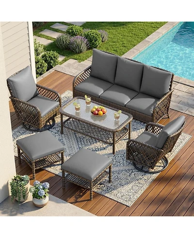 Aecojoy Patio Furniture Set Seats 7 Outdoor Sectional Sofa Couch