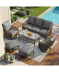 Aecojoy Patio Furniture Set Seats 7 Outdoor Sectional Sofa Couch