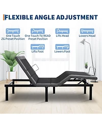 homfan Adjustable Bed Frame with Massage and Electric Head/Foot Lift, Wireless Remote, Usb Ports, Led Night Light