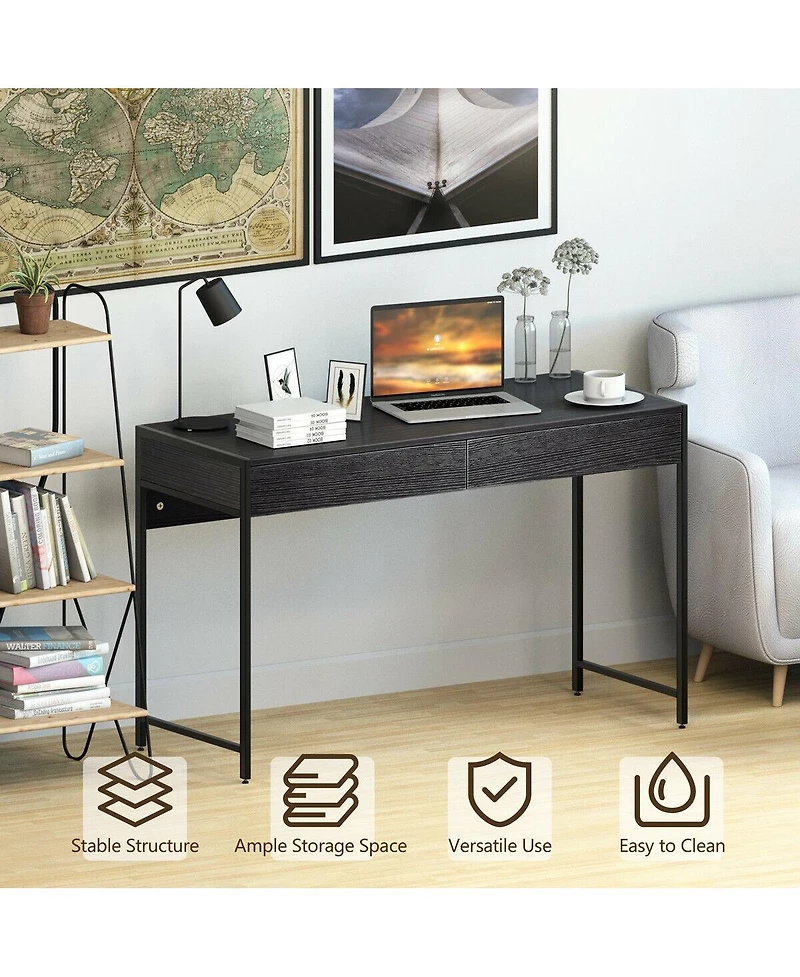 Slickblue Modern Computer Desk with 2 Drawers for Home Office