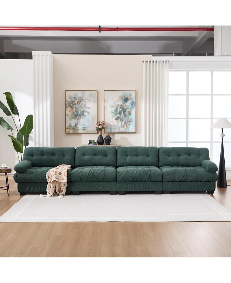 Clihome Modular Sectional Sofa Cloud Couch, Modern Sectional Couches for Living Room,4-Seat Comfy advanced flannelette Sofa for Bedroom