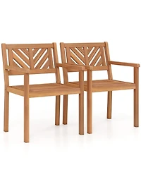 Sugift Outdoor Acacia Wood Patio Dining Chair Set with 400 lb Weight Capacity