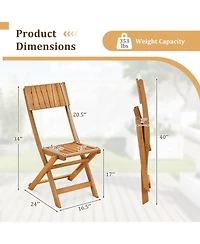 Sugift 2 Pack Folding Wood Dining Chairs with Slatted Backrest and Seat