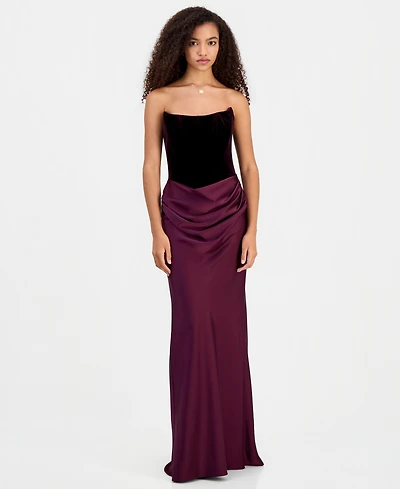 Betsy & Adam Women's Strapless Velvet Corset Dress