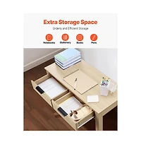 Sugift Kids Desk with 2 Drawers Modern Simple Study Writing Table for Bedroom