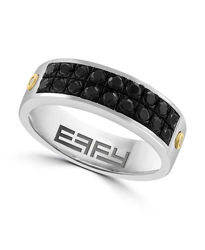 Effy Collection Men's Black Spinel (1-1/5 ct. t.w.) and Diamond Accent Ring in Sterling Silver