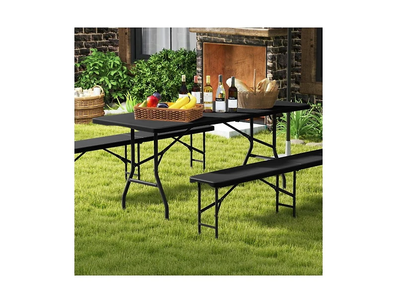 Boyel Living 6 ft Portable Folding Table 350 Lbs Fold-in-Half with Hdpe Tabletop