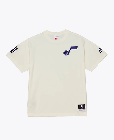 Mitchell & Ness Men's Cream Utah Jazz Hardwood Classics Chainstitch Premium T-Shirt