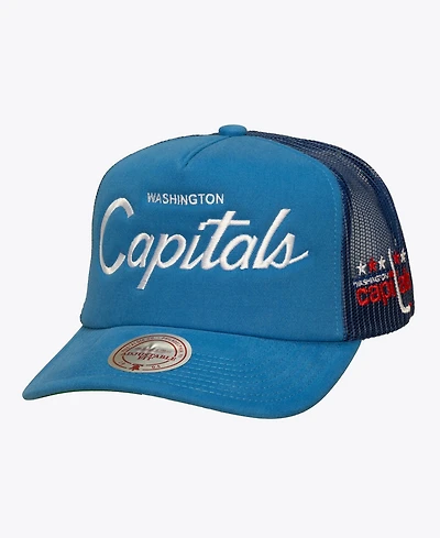 Mitchell & Ness Men's Blue Washington Capitals Head Coach Trucker Adjustable Hat