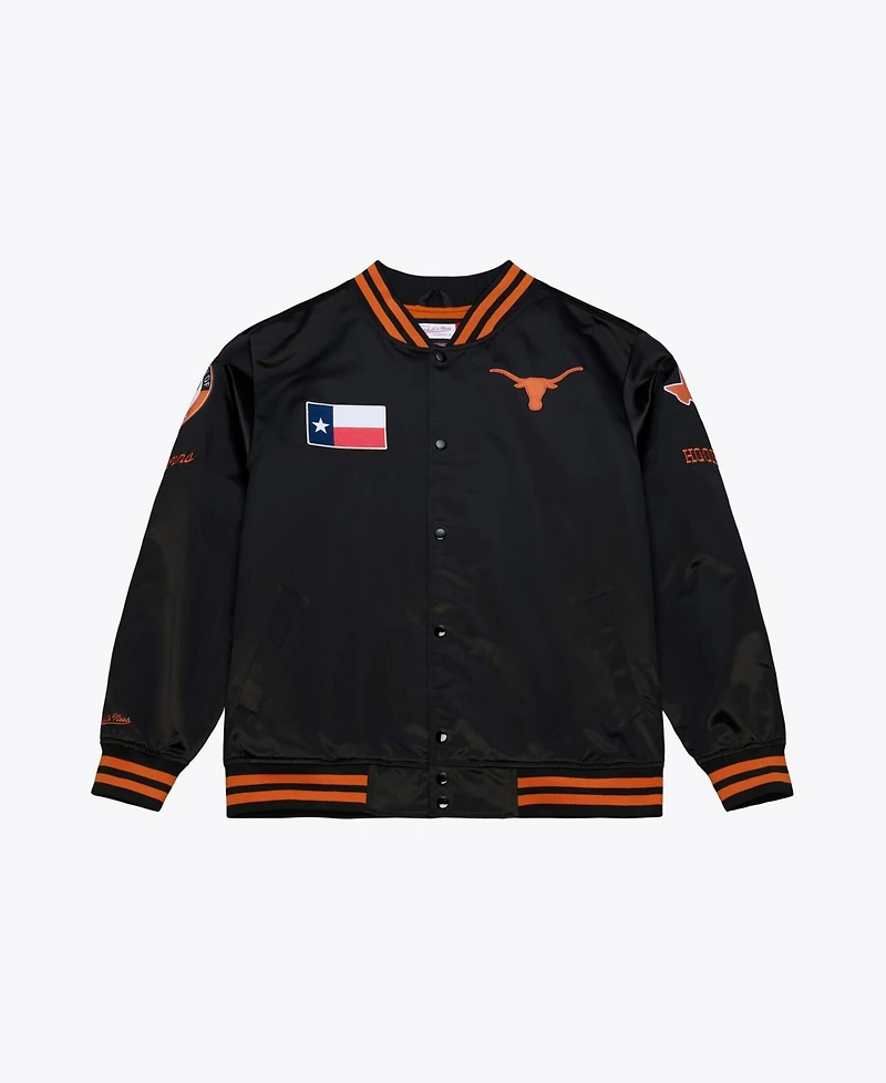 Mitchell & Ness Men's Black Texas Longhorns Double Clutch Lightweight Satin Full-Snap Jacket