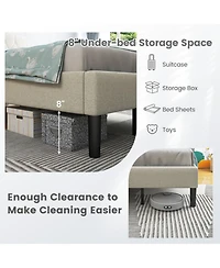 Gouun Twin Upholstered Platform Bed Frame with Button Tufted Headboard