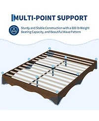 homfan Minimalist Wave Edge Wood Platform Bed Frame - Sturdy and Noise-Free, Easy Assembly, No Box Spring