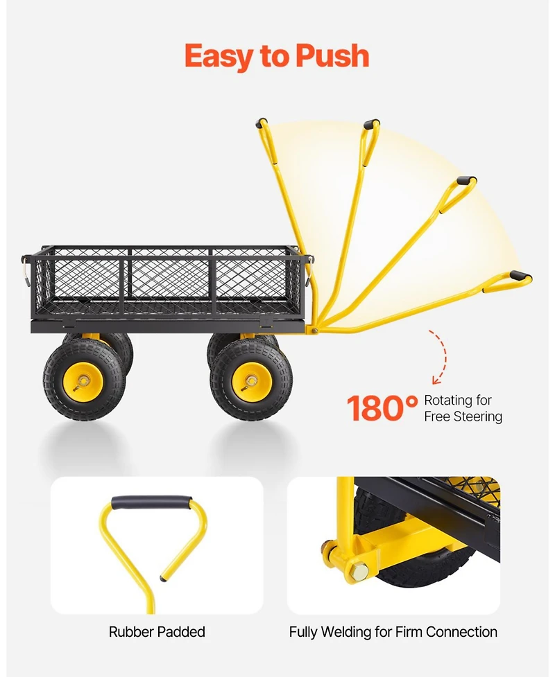 Vevor Steel Garden Cart Capacity Heavy Duty Yard Wagon Utility