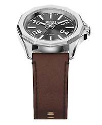 Diesel Men's Stinger Quartz Brown Leather Watch 44mm