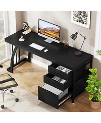 Tribesigns Computer Desk with 3 Drawers, Pc Desk with Reversible Drawers,Study Writing Table Workstation,File Storage for Home Office