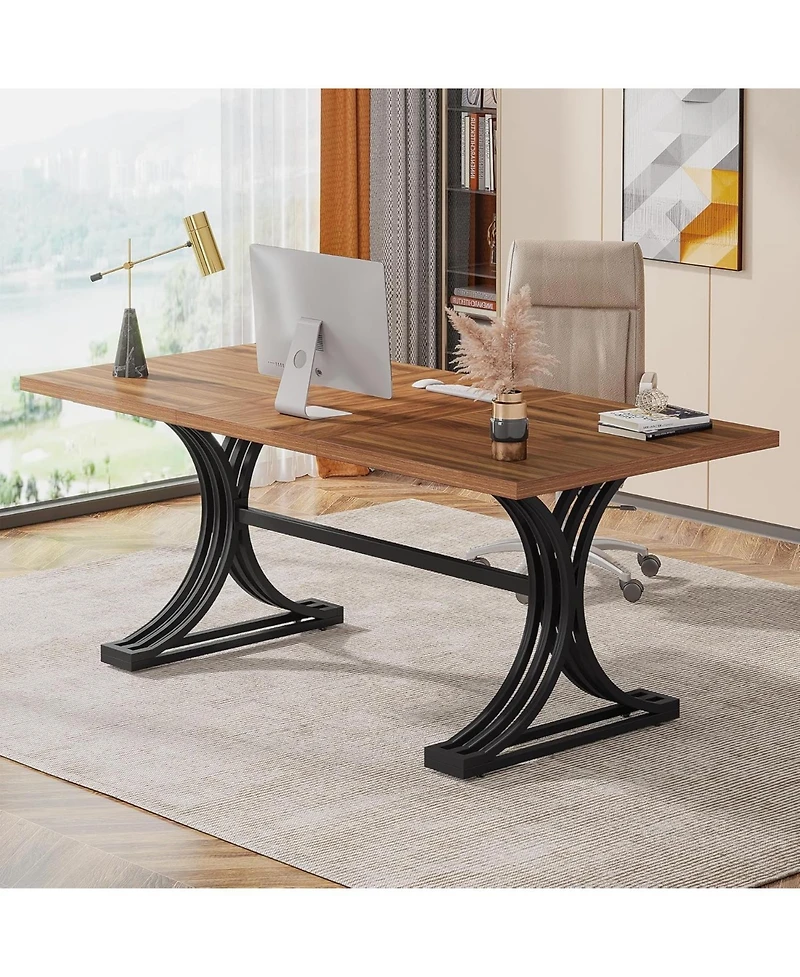 Tribesigns 63" Large Office Desk,Modern Executive Desks with Stylish Legs,Wood Computer Desk,Business Work Desk for Home Office