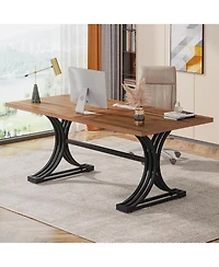 Tribesigns 63" Large Office Desk,Modern Executive Desks with Stylish Legs,Wood Computer Desk,Business Work Desk for Home Office