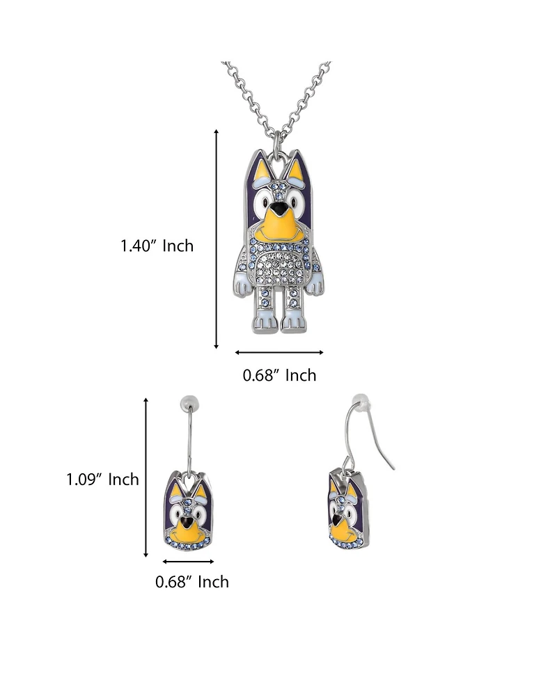 Bluey Pendant Necklace and Fish Hook Earrings Set, Official License