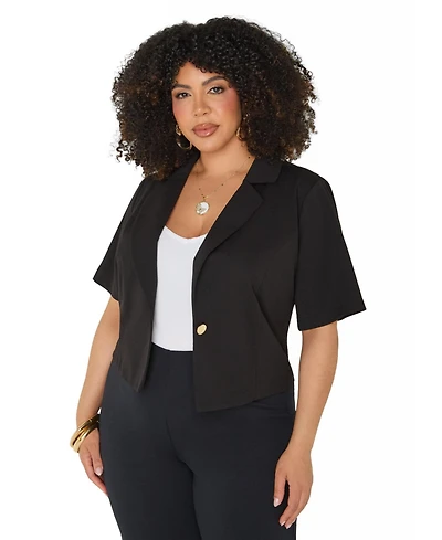 Ashley Stewart Women's Plus Cropped Stretch Crepe Blazer