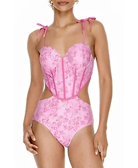 Jessie Zhao New York Women's Pink Blossom Reversible One-Piece Swimsuit