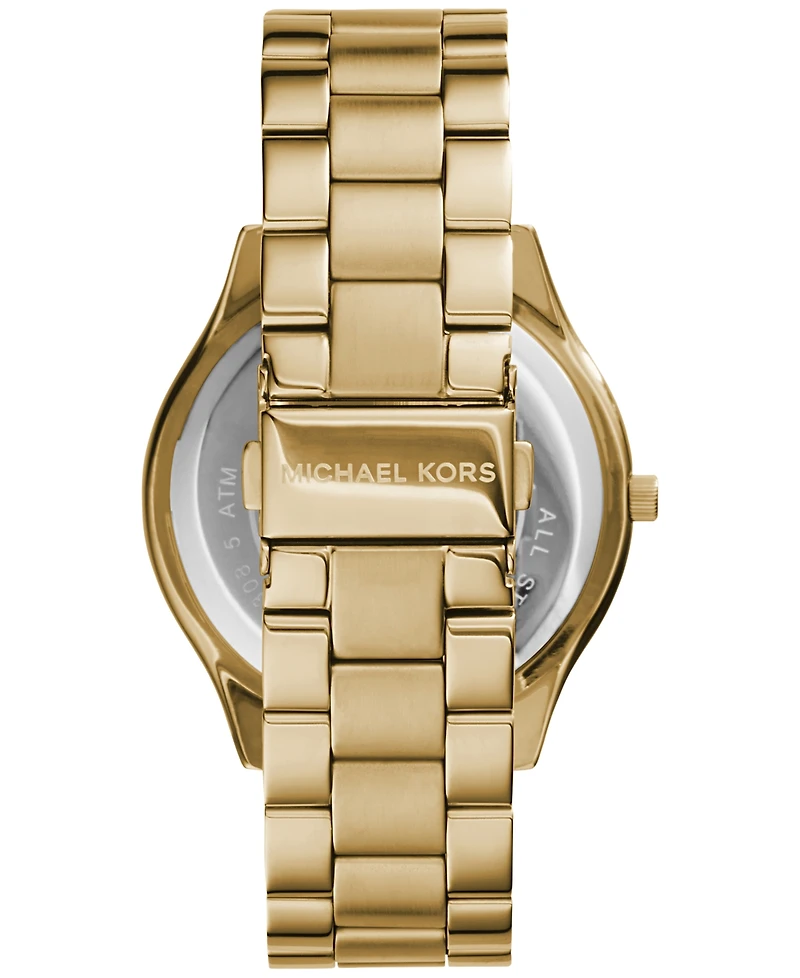 Michael Kors Unisex Slim Runway Gold-Tone Stainless Steel Bracelet Watch 42mm