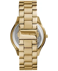 Michael Kors Unisex Slim Runway Gold-Tone Stainless Steel Bracelet Watch 42mm